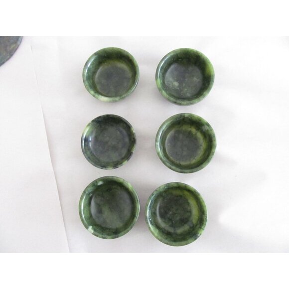 Vintage Asian Jade Teapot Cups and Tray Set in Original Box - Picture 11 of 16